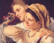 玛丽 史帝文森 卡萨特 : Two Women Throwing Flowers During Carnival